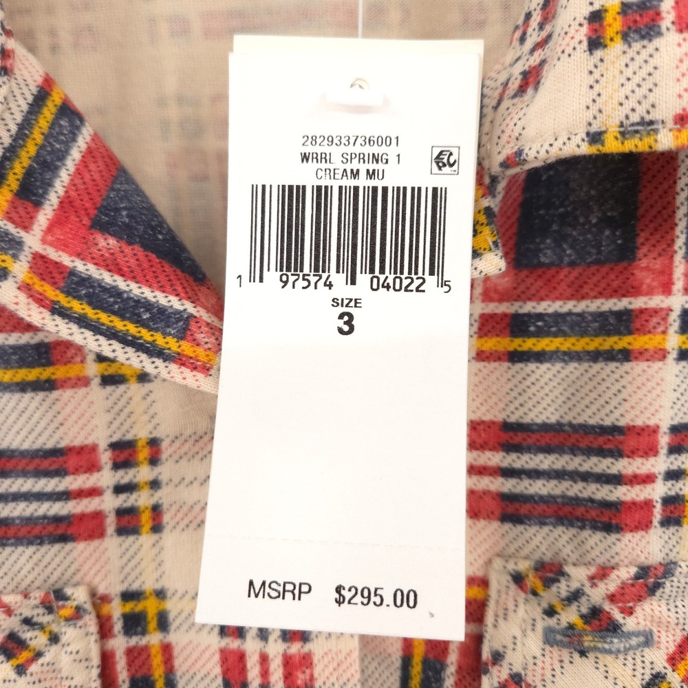 RRL Double Ralph Lauren Plaid-print jersey camp Shirt Womens 3 (US6) NWT $295 - Picture 8 of 13
